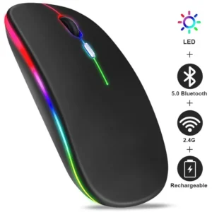 Mouse ergonômico sem fio para jogos, Mouse recarregável, RGB, Bluetooth, LED retroiluminado, apto para laptop e PC (3600DPI)